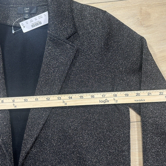 J. Crew 365 XS Sparkly Black Gold Sophie Open Front Sweater Blazer K2426 Party - Picture 5 of 12